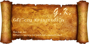 Géczy Krisztián névjegykártya
